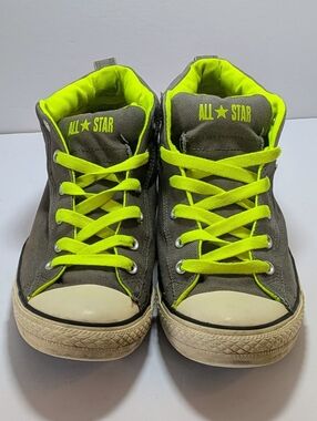 Converse Chuck Taylor All Star Mid-Top Sneakers Men’s Size 11 Grey w/ Neon Green